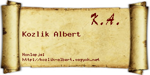 Kozlik Albert névjegykártya