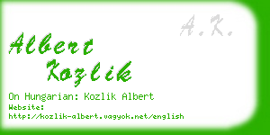 albert kozlik business card